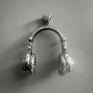 Headphones D.J. Stainless Steel Pendant 24 Inch Chain Necklace Men’s Vintage